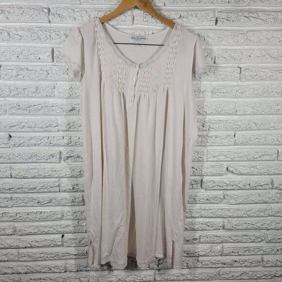 Miss Elaine Womens Robe 1X Cap Sleeve White Embroider Cinched WHI10E - Picture 1 of 11